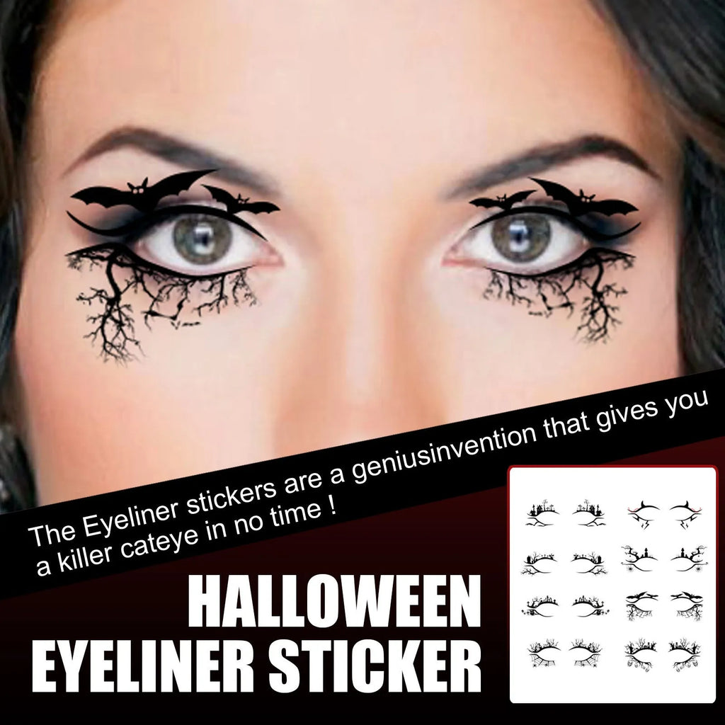 Bat and spider decorative eyeliner stickers for temporary festival makeup application