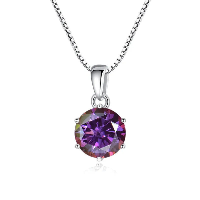 925 silver round moissanite pendant on snake chain, 1 carat 6.5mm stone, animal zodiac style