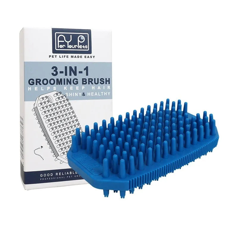 Pet bath massage comb with TPR bristles, 7x2.9x12.1cm, in black for dogs, wet and dry use