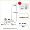 Black or white wireless charging desk lamp with digital clock display and LED eye-protection light