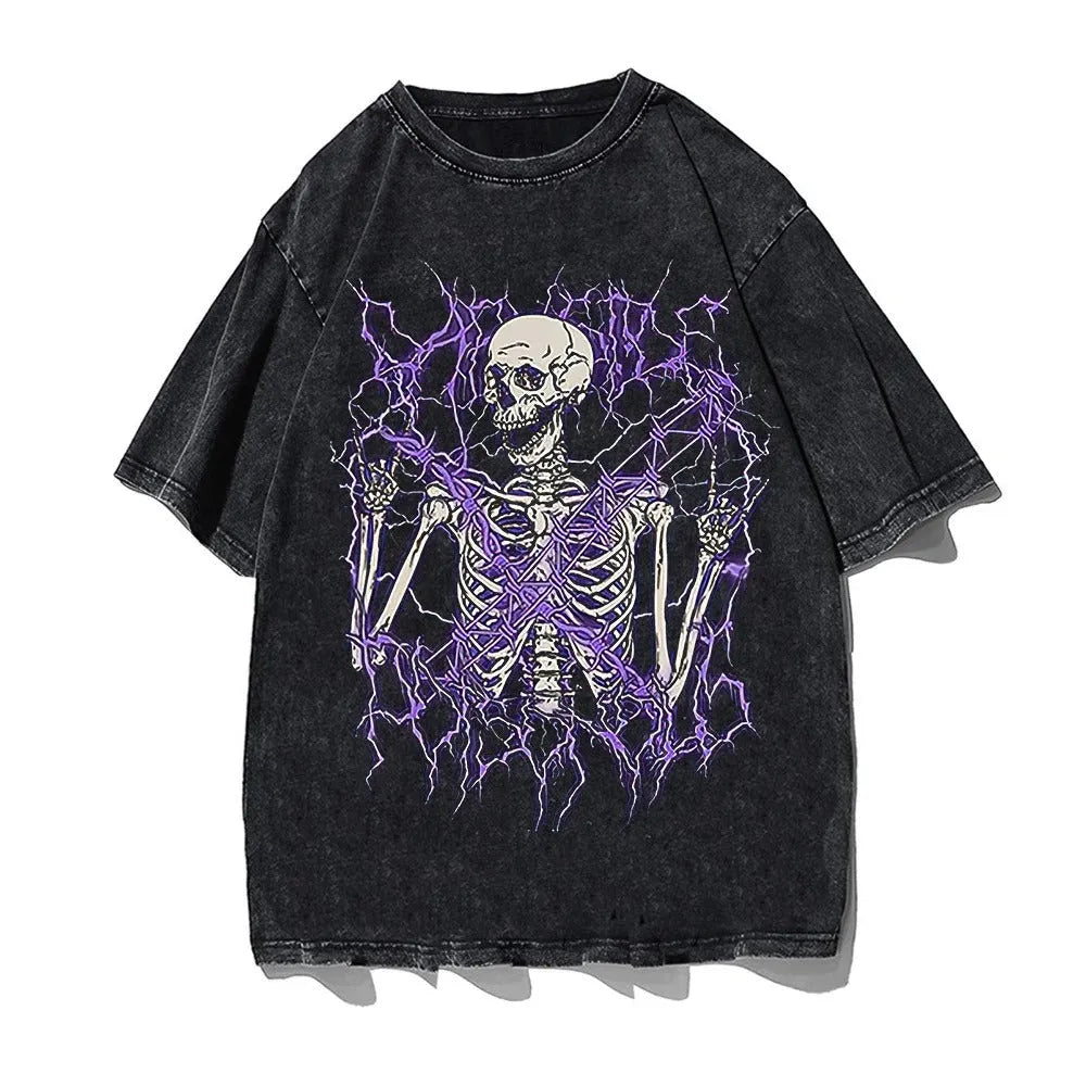 Men's cotton T-shirt in solid colour with digital printed character pattern, available in multiple sizes and styles