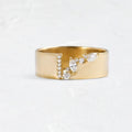 Gold electroplated women's copper ring with shining zircon details showing personality style