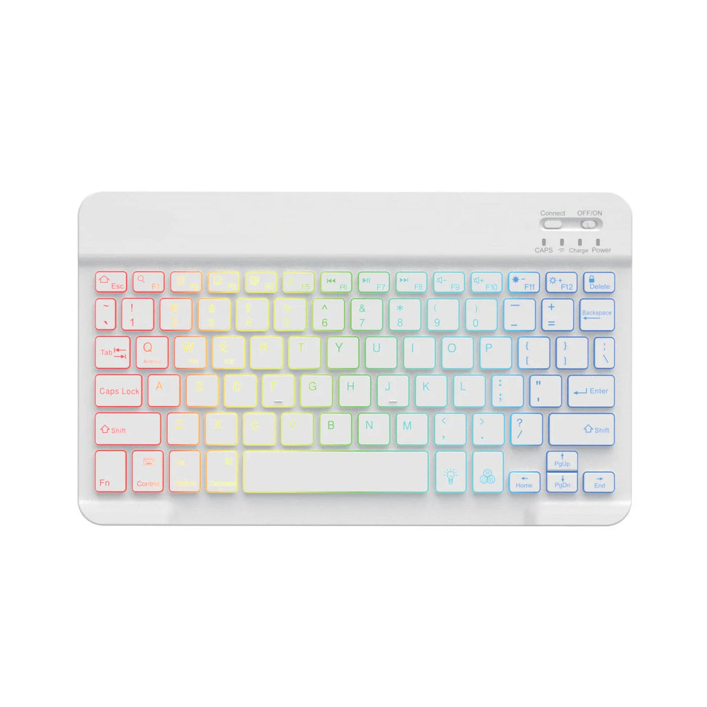 10-inch backlit Bluetooth wireless keyboard for tablets with colourful RGB lighting