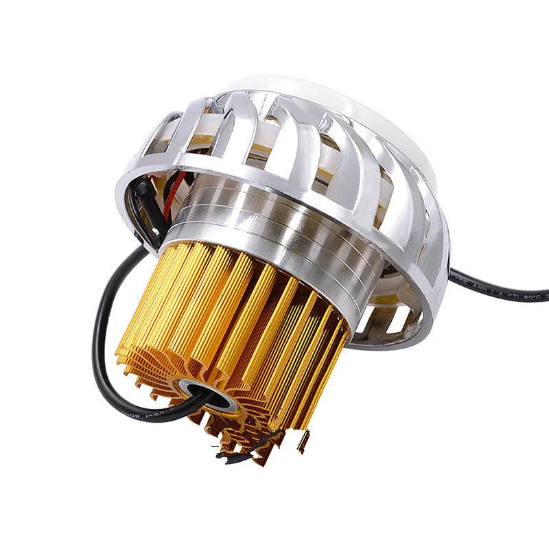 Double Aperture Tornado Angel Demon Eye LED headlight for electric cars and motorcycles, aluminium alloy housing, 9cm diameter, CREE lamp beads