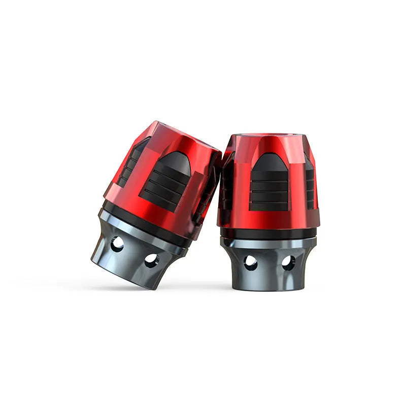 Pair of CNC-machined aluminium fork cups for Maverick N1 scooter in choice of seven anodised colours