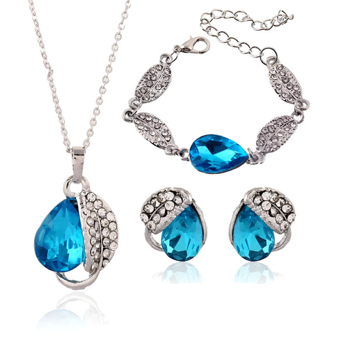 Bridal headdress bracelet earring three-piece set pendant drop metal alloy European American style