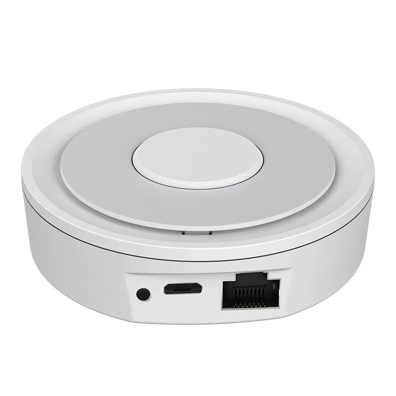 White square ZigBee smart home gateway with compact 78mm dimensions