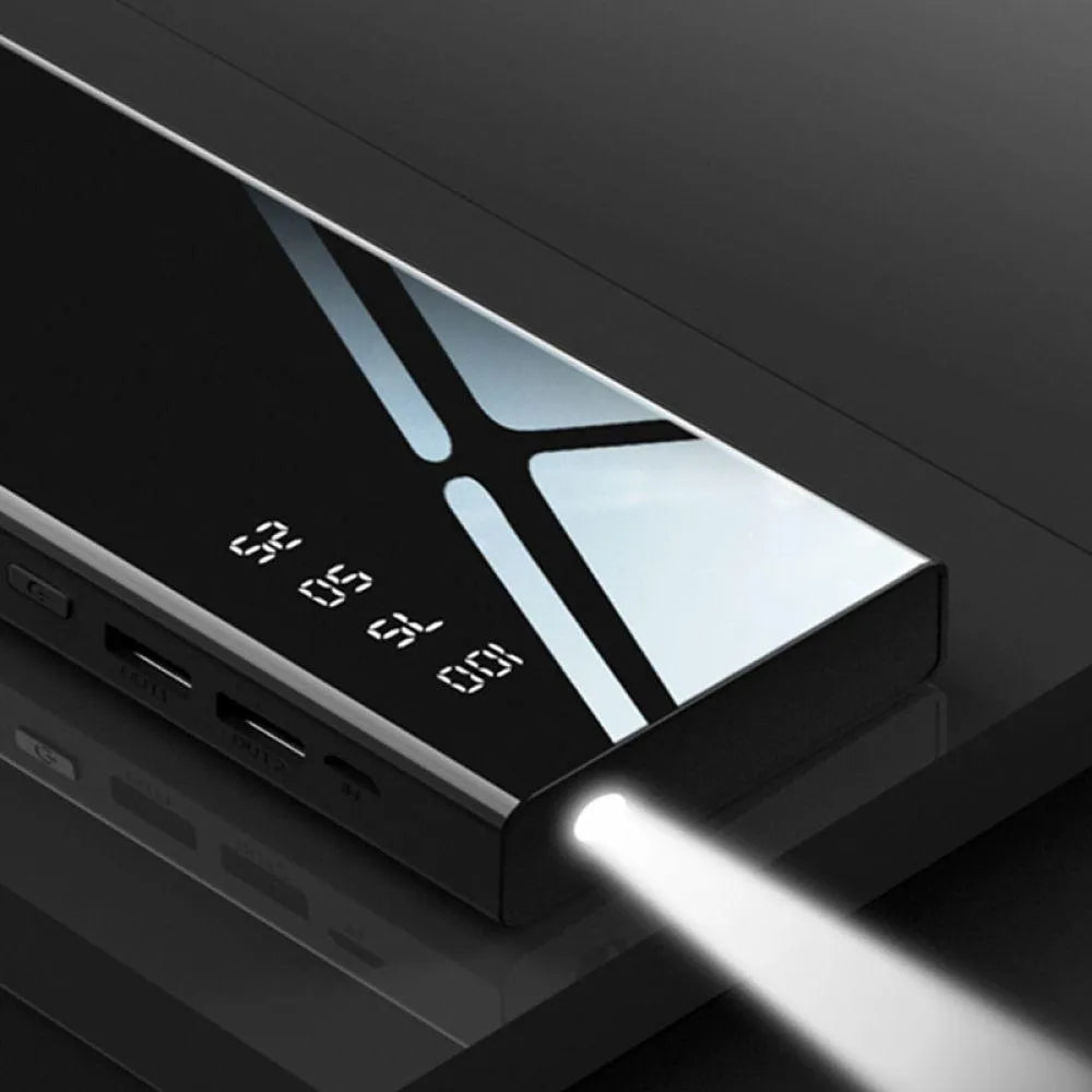 20000mAh portable power bank with LCD display showing battery percentage