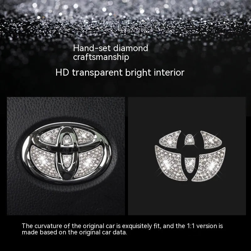 Zinc alloy diamond decorative sticker for Toyota car steering wheel centre.