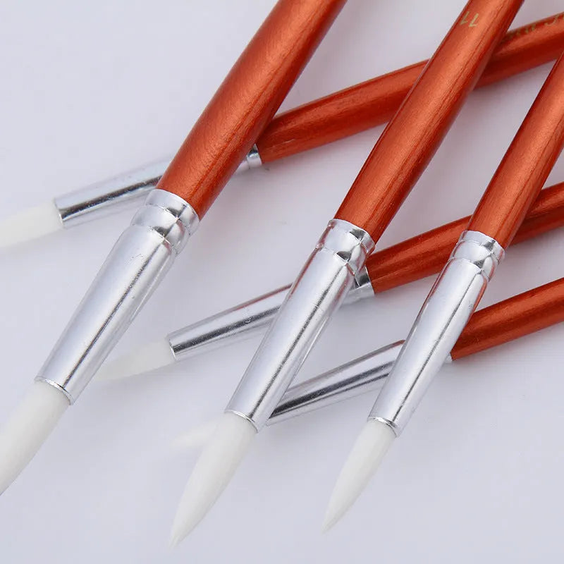 12 piece round nylon hair paint brush set with wooden handles for art school watercolour and acrylic painting