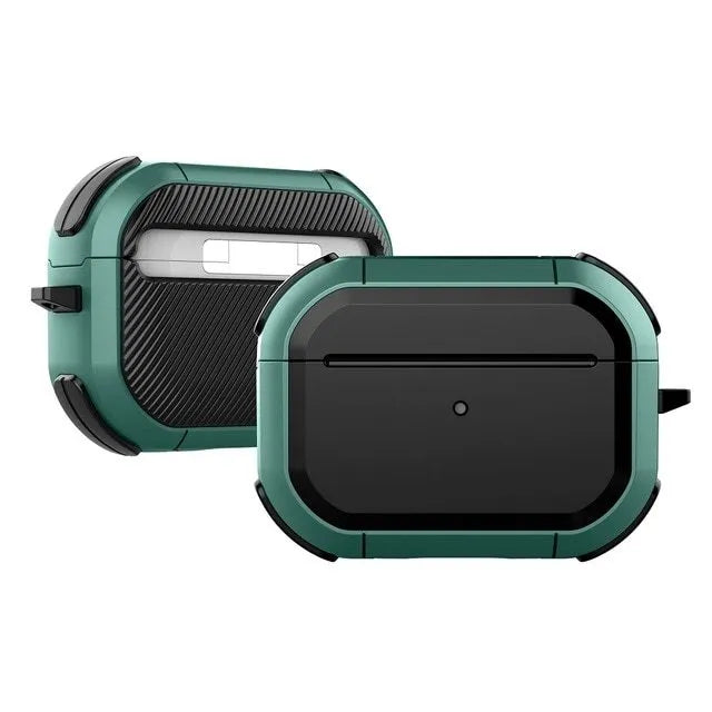 Black TPU and PC protective shell for Apple AirPods and AirPods Pro charging case and earbuds