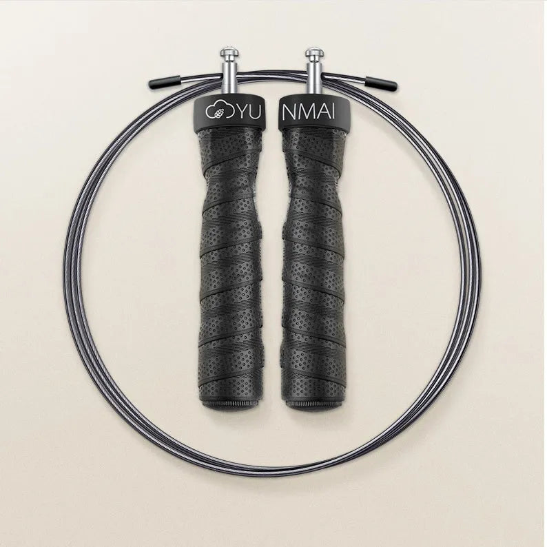 PROCIRCLE sweat-absorbent foam skipping rope with bearing skipping, black handles