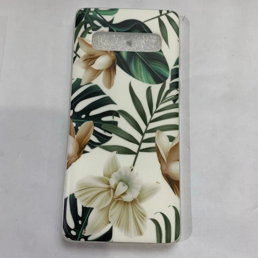 Samsung TPU phone case with green leaf flower pattern for S8 S9 S10 S20 A51 Note10 series
