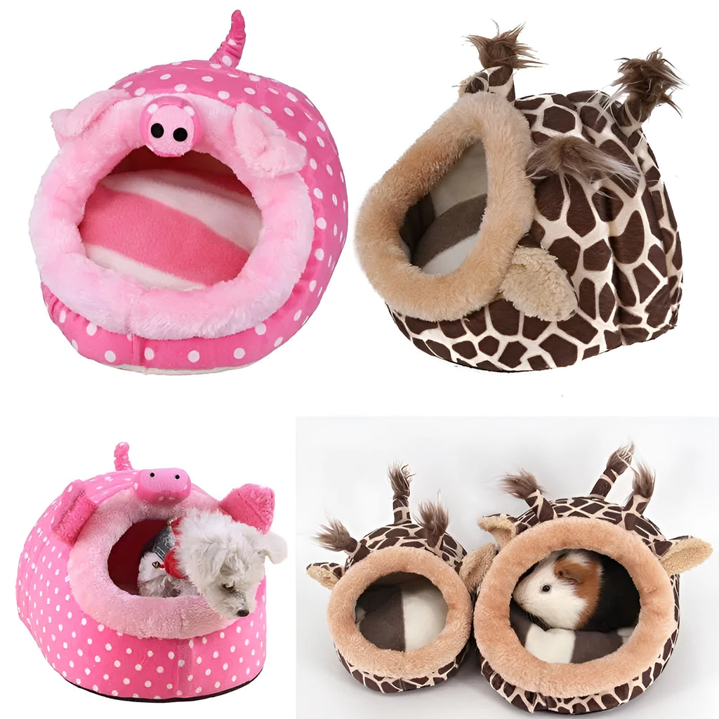 Warm removable washable 3D PP cotton hamster nest in Deer pattern, size L 24x20x18cm