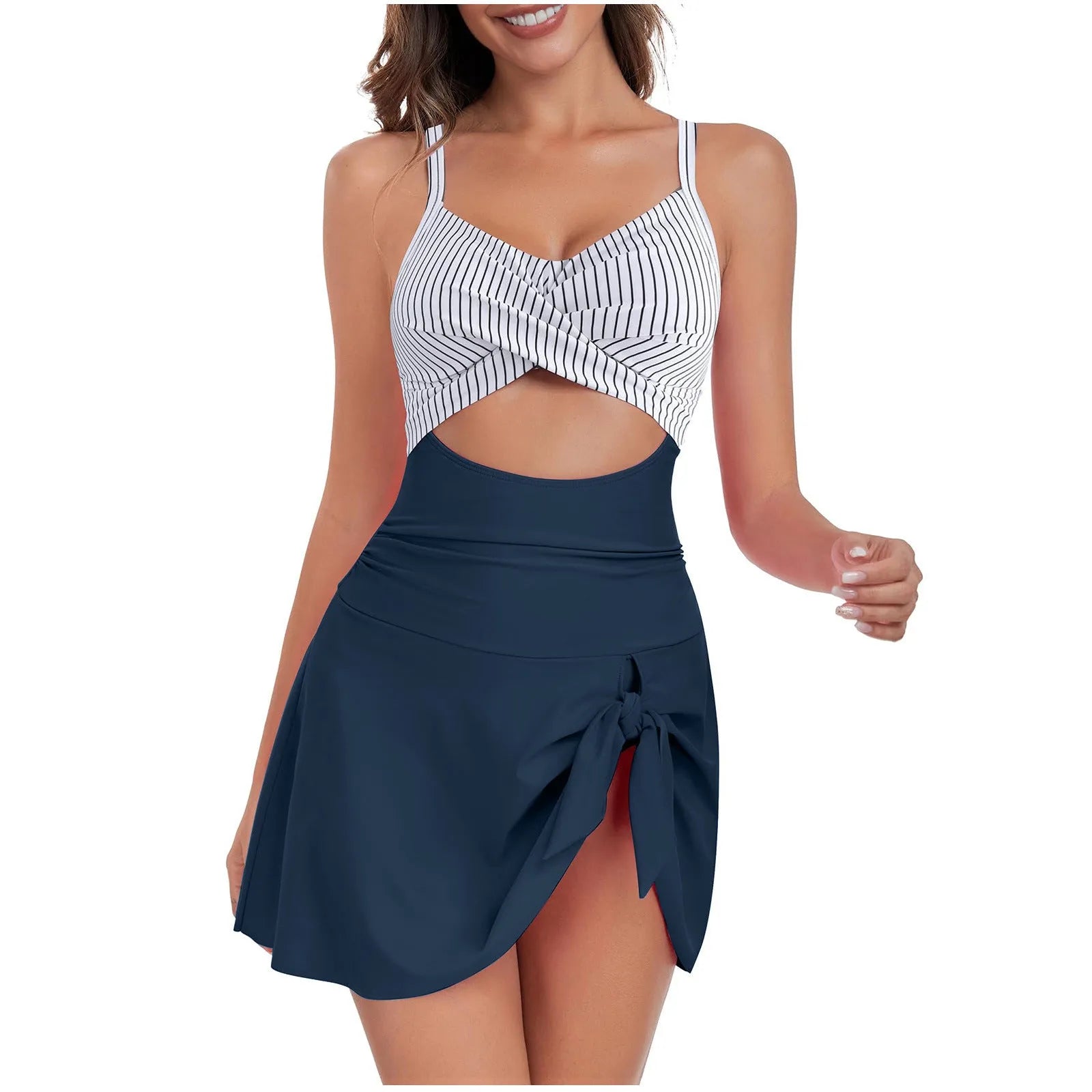 Women's solid colour one-piece swimsuit in polyester and spandex for swimming