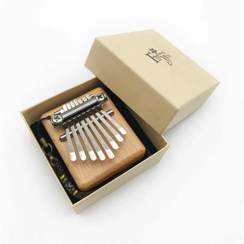 Sifang Mini 8-note thumb piano in photo colour, beech wood body, 7.5 cm square size