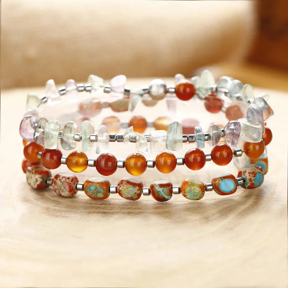 Hand-woven Persian Gulf agate bracelet with geometric round beads design