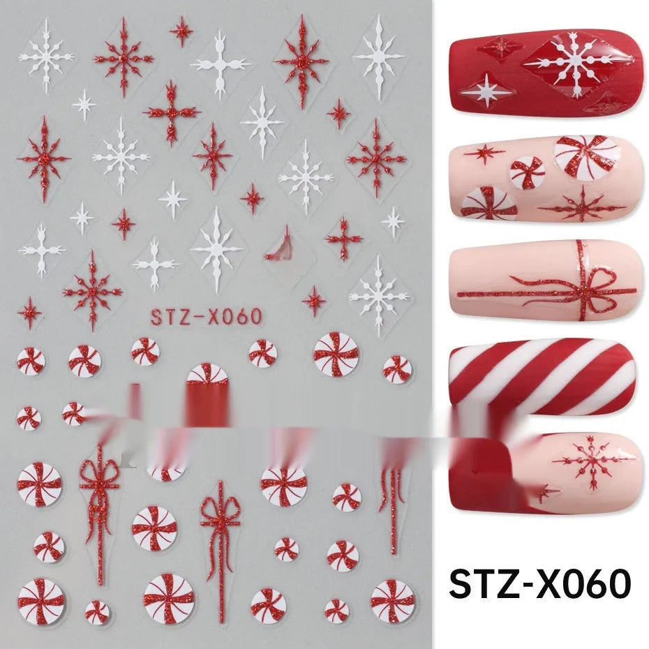 Black and silver stripe nail art sticker with a love pattern design on a plastic sheet.