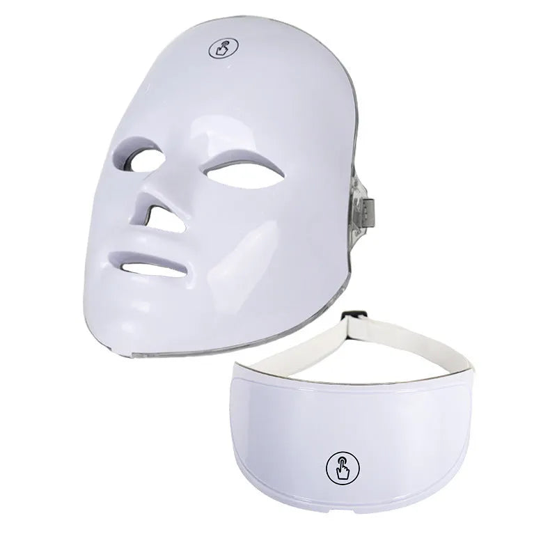 White rechargeable facial LED beauty mask for home photon therapy rejuvenation