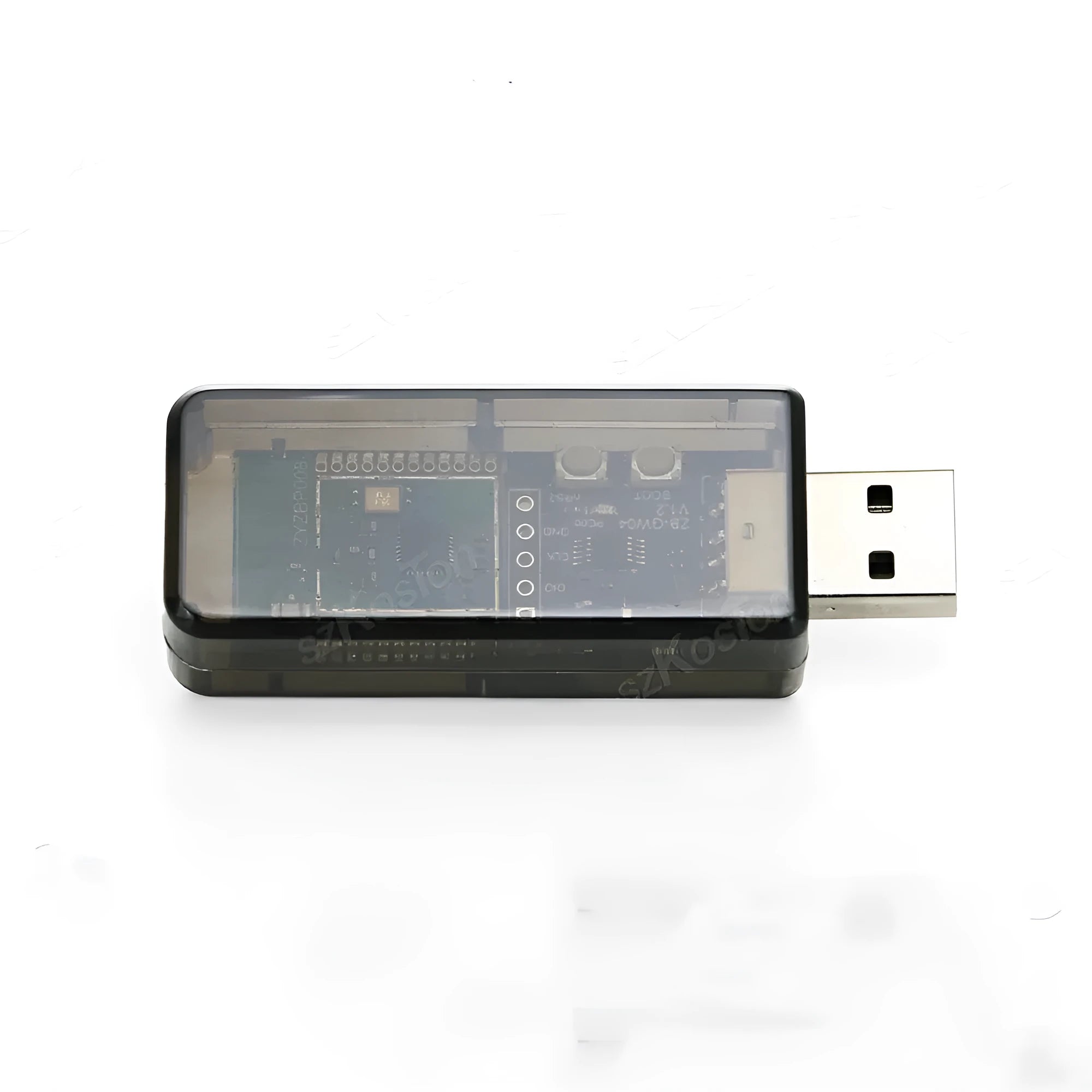 Silicon Labs EFR32MG21 Zigbee USB dongle with plastic shell for smart home gateways.