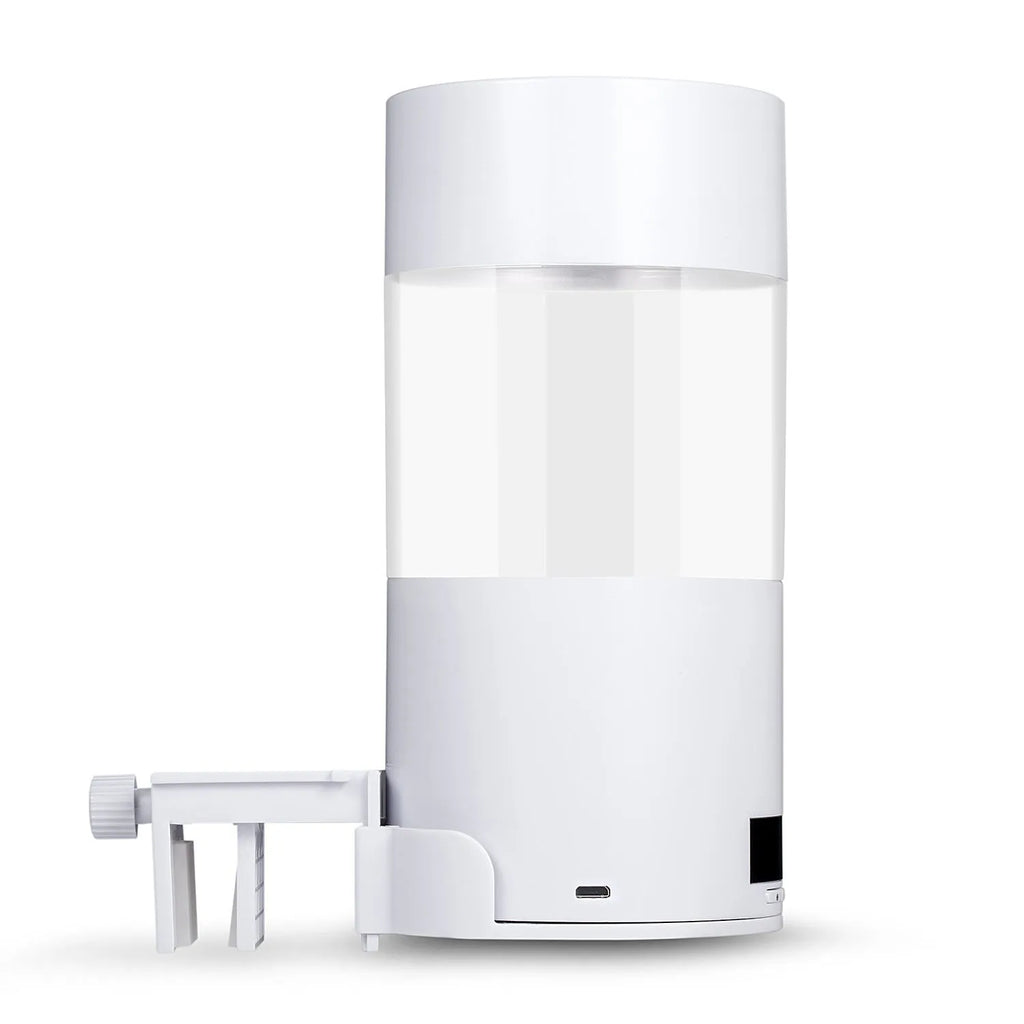 White ABS automatic fish feeder for aquarium tank with 24-hour timer, 9x9x18cm size