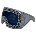Men's punk super large rim square rivet sunglasses in silver with PC lens and frame