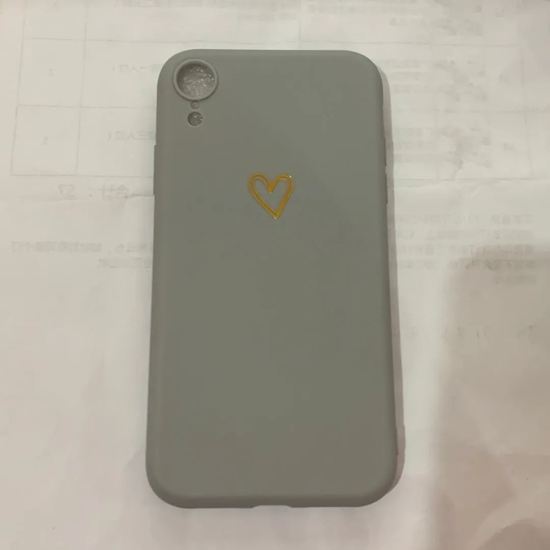 Simple hand-painted love design matte TPU iPhone case in cold wind colour with lanyard holes