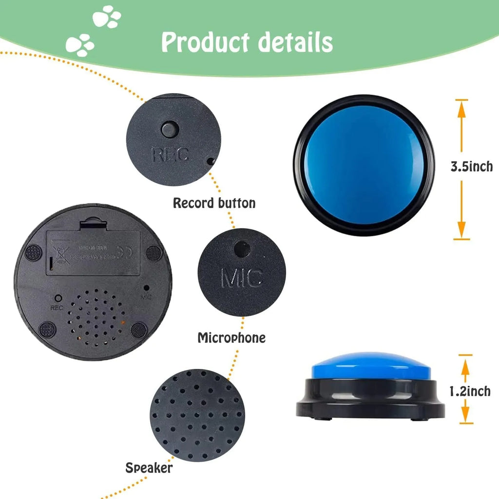 Voice recording button pet training device with multiple colour options for dog command training