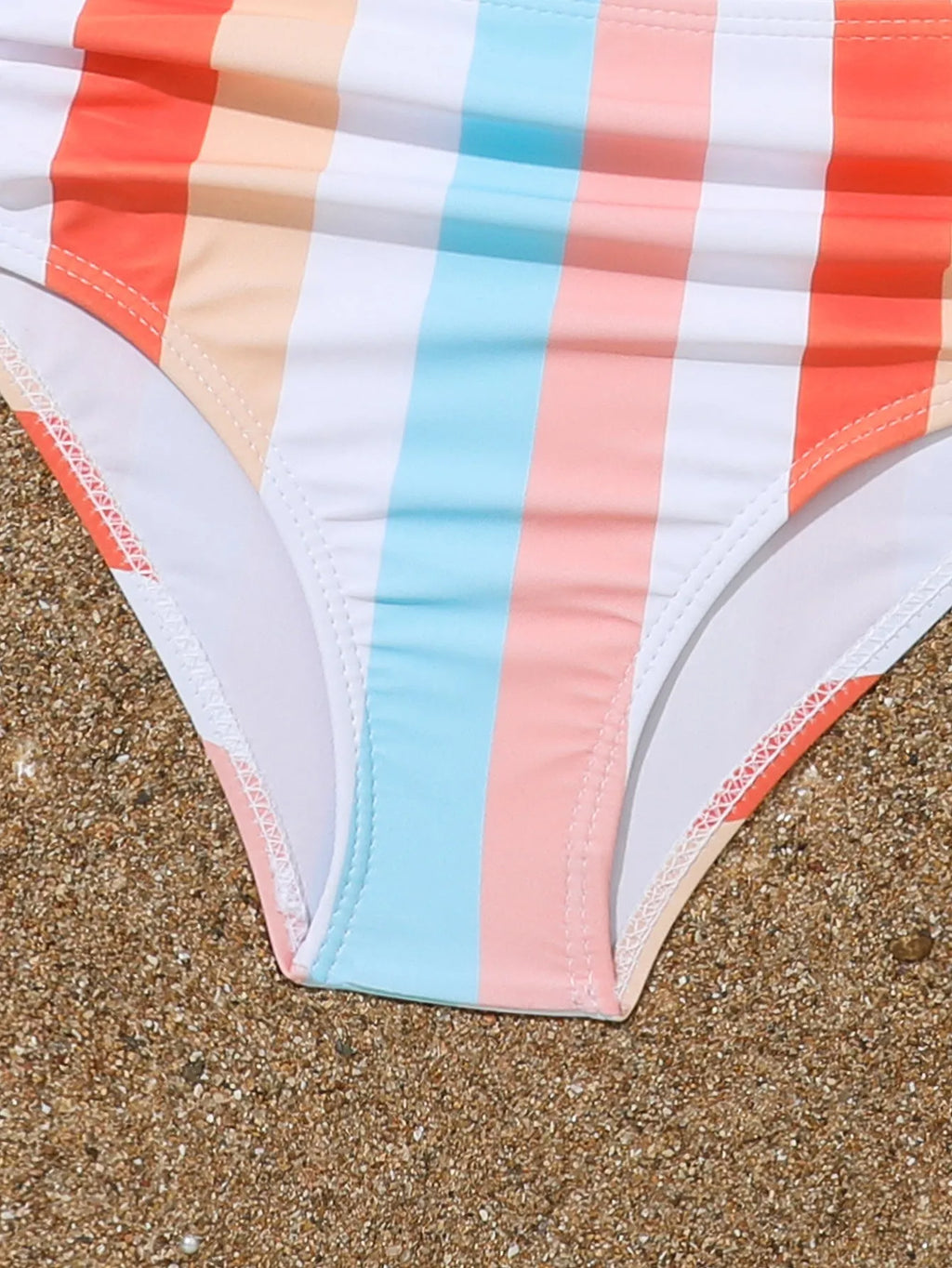 Girls' colourful plaid print swimsuit set with bra and briefs for swimming
