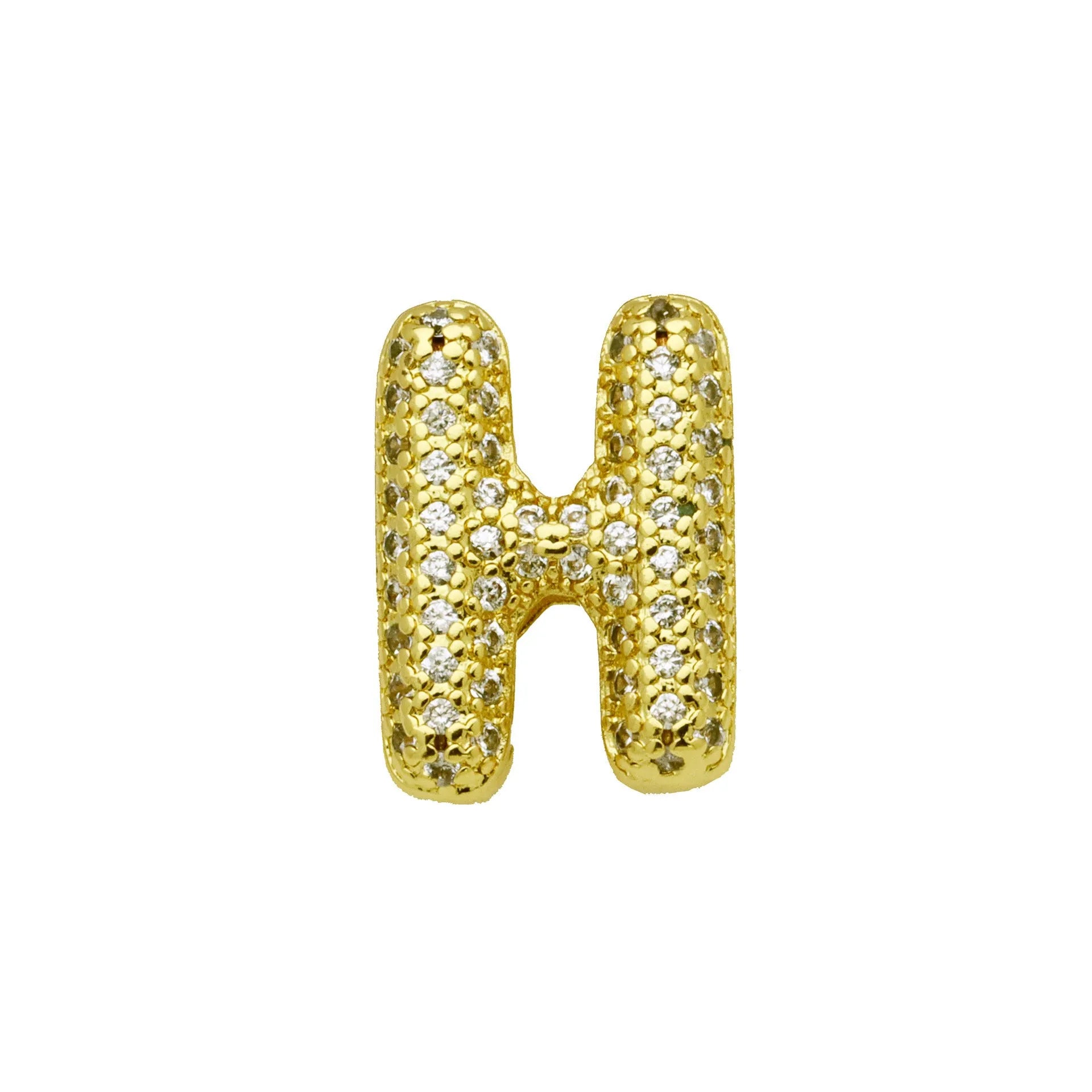 Copper letter bracelet with a single 'A' charm featuring micro inlaid zirconium detail on a gold-finished chain.