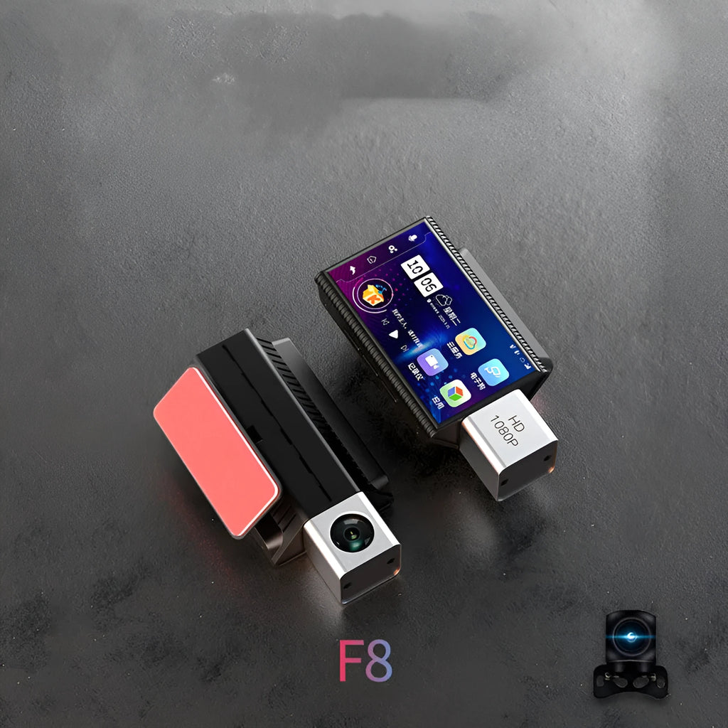 Black 4G tachograph front and rear dash cam with touch screen and dual cameras