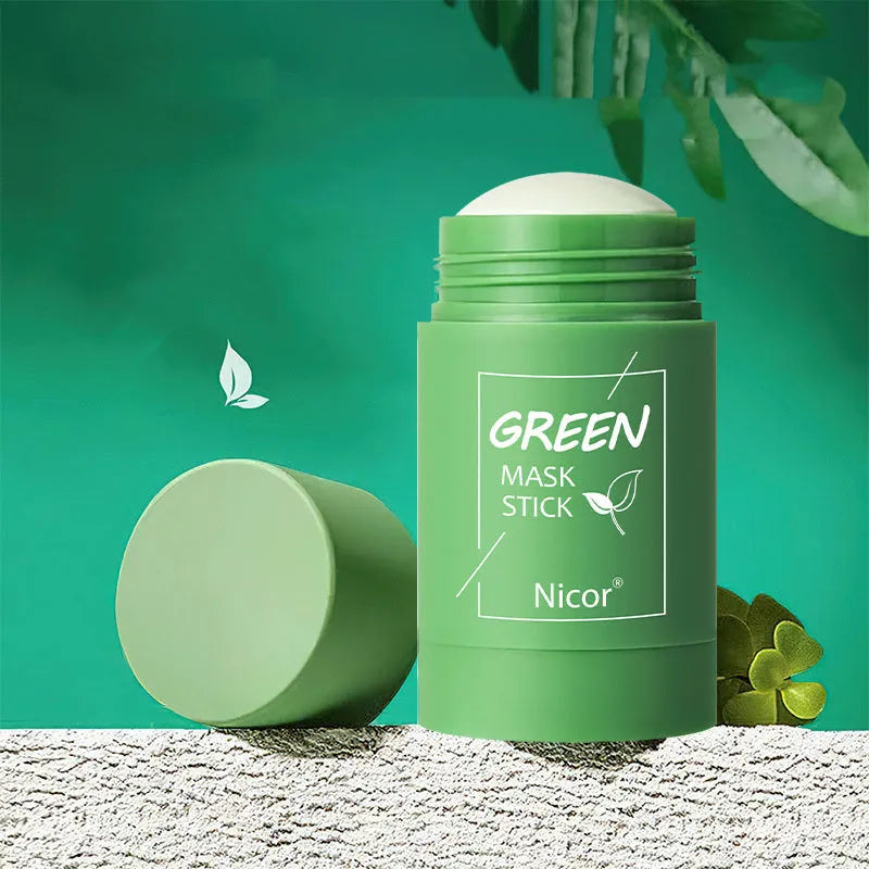 Green tea mud mask clay stick in solid paste form for deep cleansing