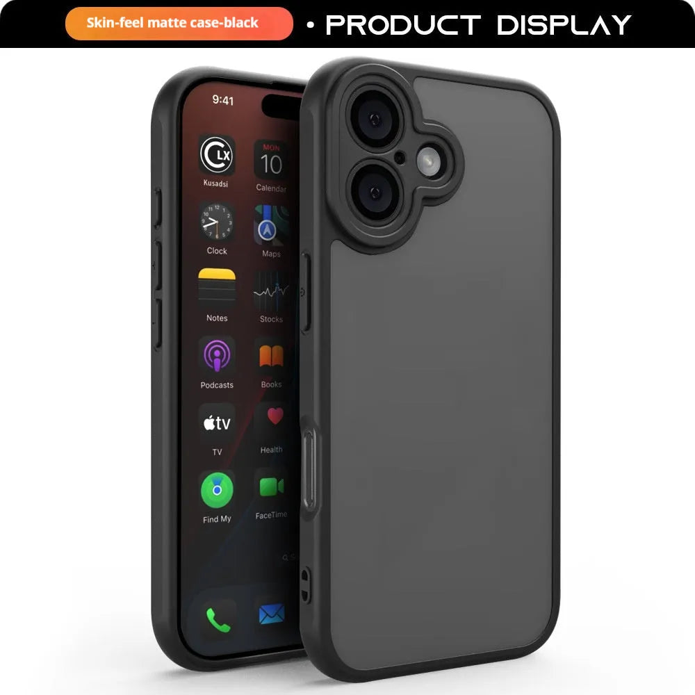 Black magnetic suction phone case for Apple iPhone 12 to 16 series with frosted skin finish