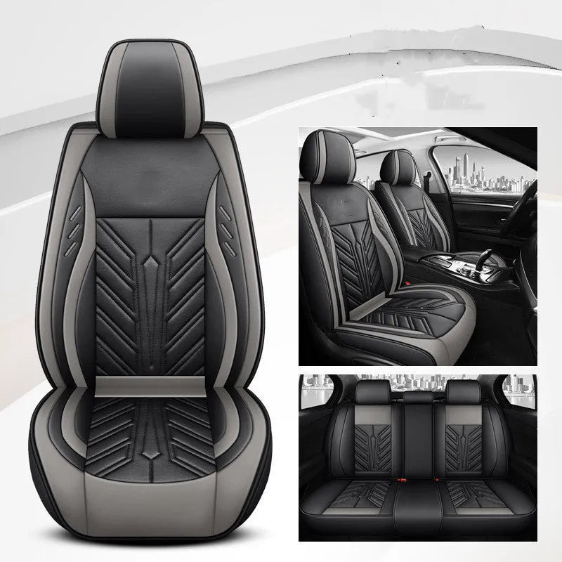 Full-leather car seat cushion with contrast stitching in multiple colour options