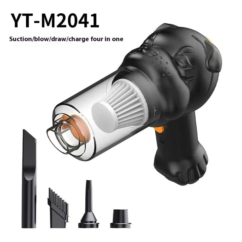 Car vacuum cleaner with wireless charging and dual suction and blowing function for vehicle interior cleaning