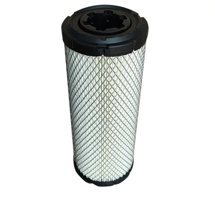Donaldson 1027 large cylindrical engine air filter with folded pleats, straight head, and elbow connector.