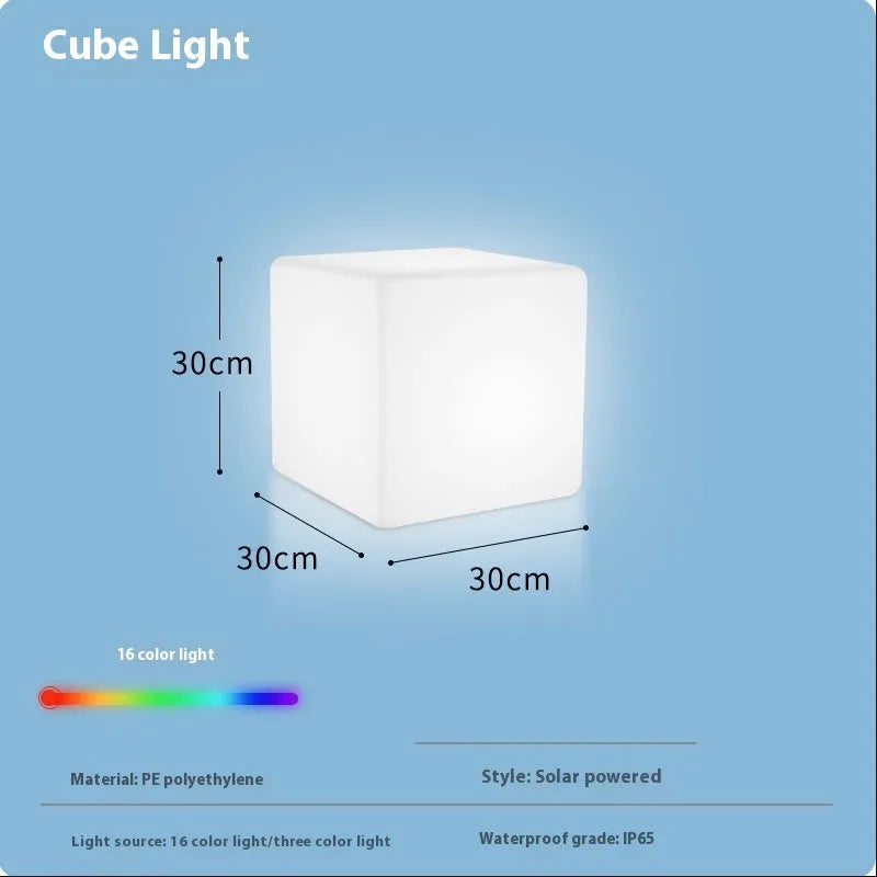 Modern square LED cube stool light for outdoor garden decoration with waterproof construction