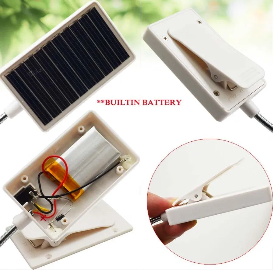 Solar garden light with plastic lampshade and LED illumination for outdoor pathways