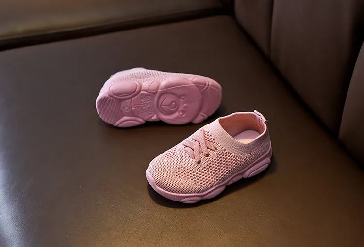 Children's fabric slip-on shoes with non-slip rubber soles in white, black, pink or grey colours