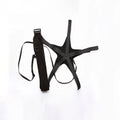 Black football juggling belt made of diving suit fabric, shown at its full 2-metre length for training.