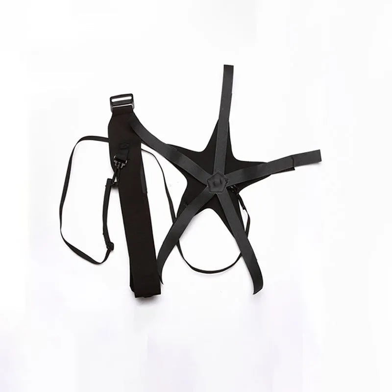 Black football juggling belt made of diving suit fabric, shown at its full 2-metre length for training.