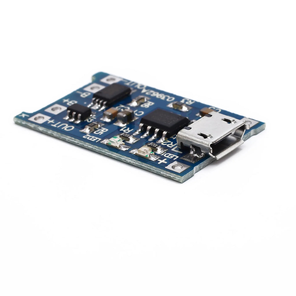 Blue lithium battery charging and protection integrated board 2.6x1.7cm with 5V input and protection circuitry