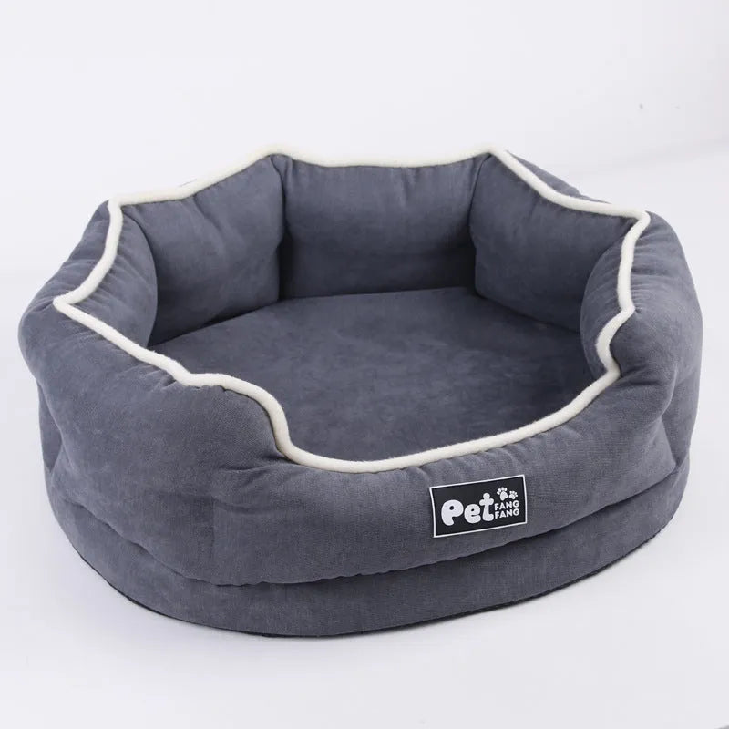 Warm sofa dog cushion in Liscel fabric with sponge fill, available in Blue, Grey, Pink, sizes L and S