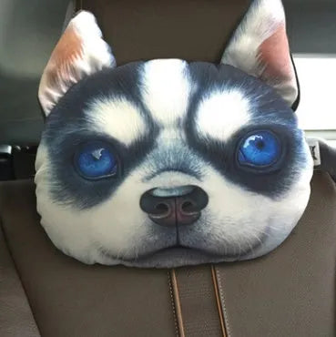 Cat lovers oblong car headrest pillow with cartoon cat print and removable cover for seat support