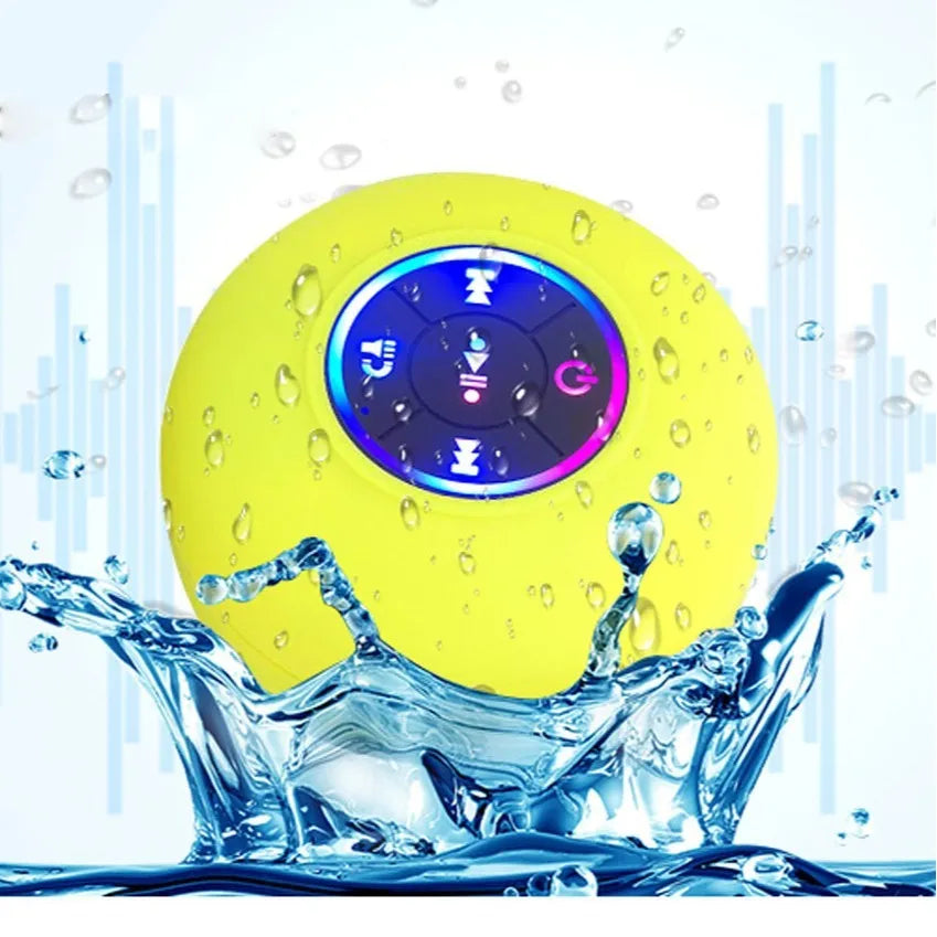 BTS07 large waterproof Bluetooth speaker with suction cup and light in six colour options.
