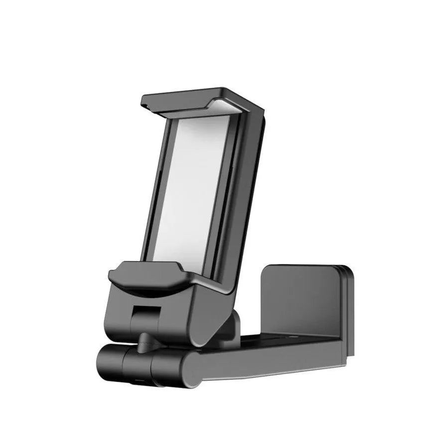 Foldable rotating universal phone holder in black, grey, or green colours showing adjustable viewing angles