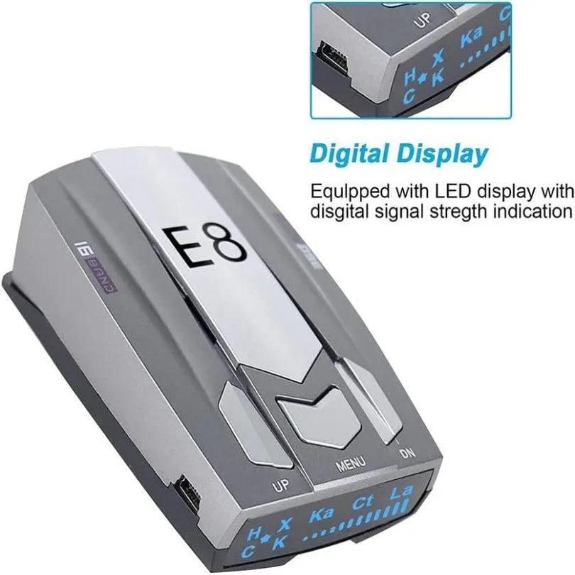 E8 automobile flow speed measuring electronic dog iron grey ABS radar detector with anti-skid pad