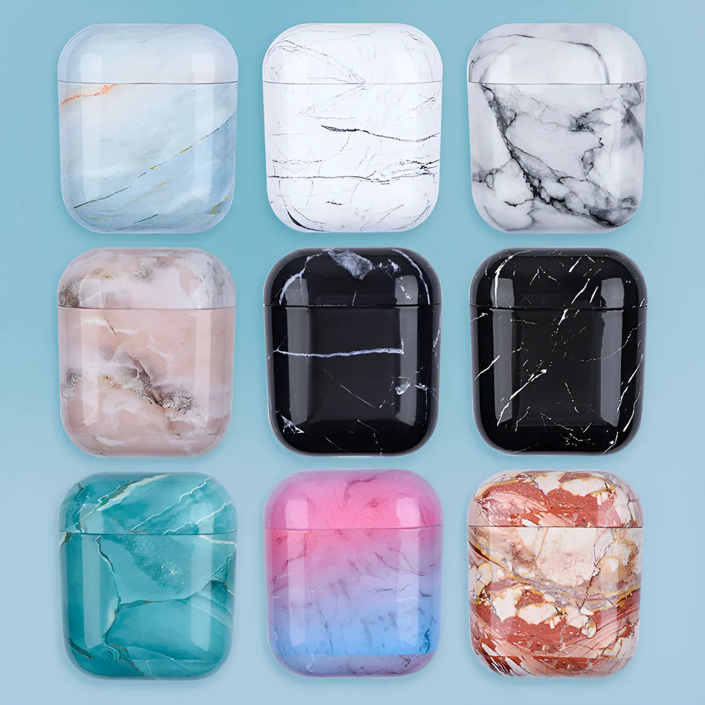 Marble pattern PC protective cover for Apple AirPods second generation, 9 colours, lightweight case