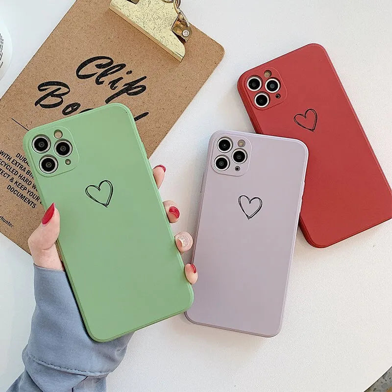 Silicone iPhone case in various colours showing back cover design for multiple models