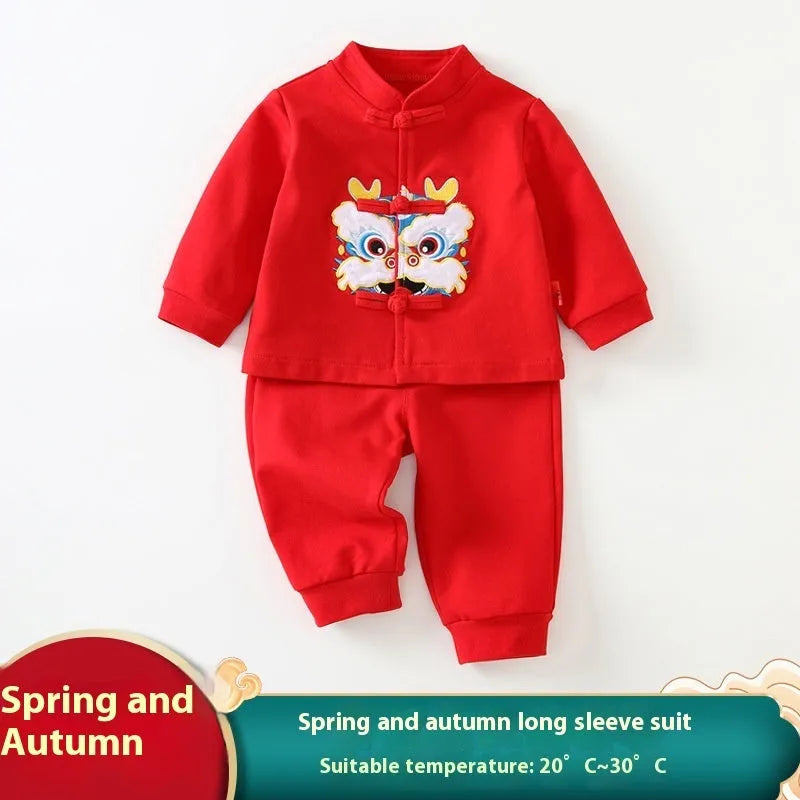 Girls spring cotton Tang suit dress set in star stone pattern with long sleeves for birthday celebration